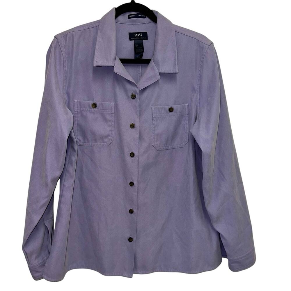 Crazy Horse Large Lavender Faux Suede Button Up Shirt Microfiber Western